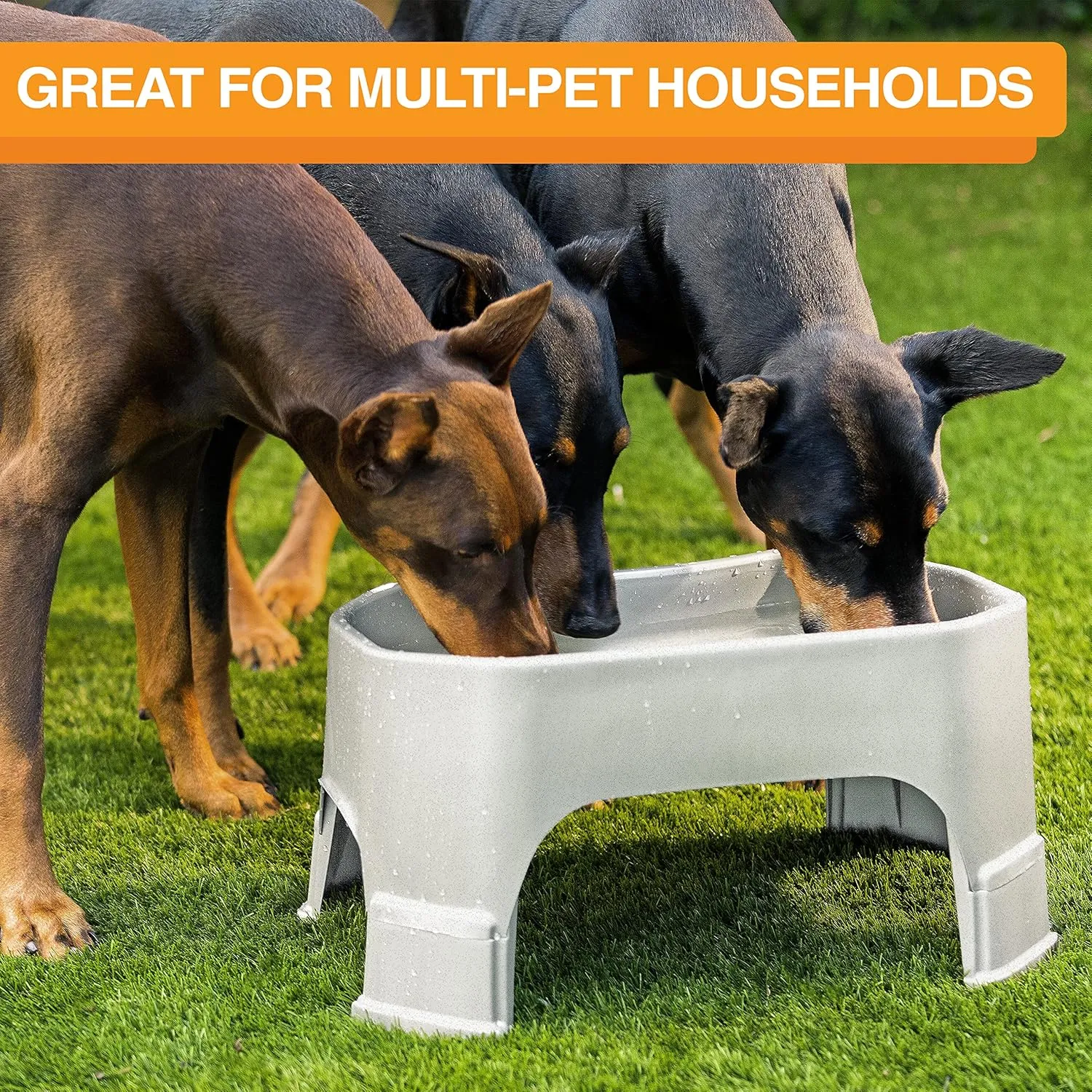 Neater Pet Brands Big Bowl with Leg Extensions Huge Jumbo Trough Style Dog Pet Water Dish (1.25 Gallons, Vanilla Bean)
