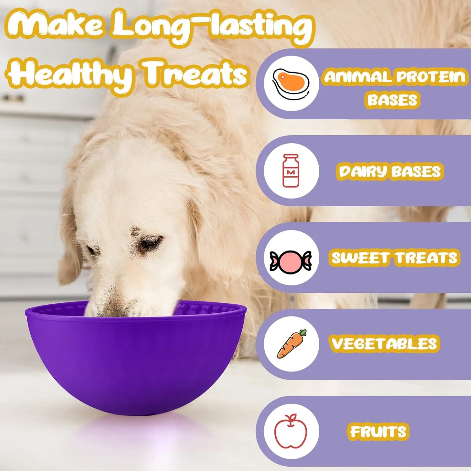 Patelai 2 Pcs Dog Enrichment Lick Bowls Silicone Freeze Bowls Interactive Cat Licking Mats Slow Feeders for Pet Oral Health Boredom Anxiety Relief, Wobble or Stay Put(Blue, Purple,Bone)
