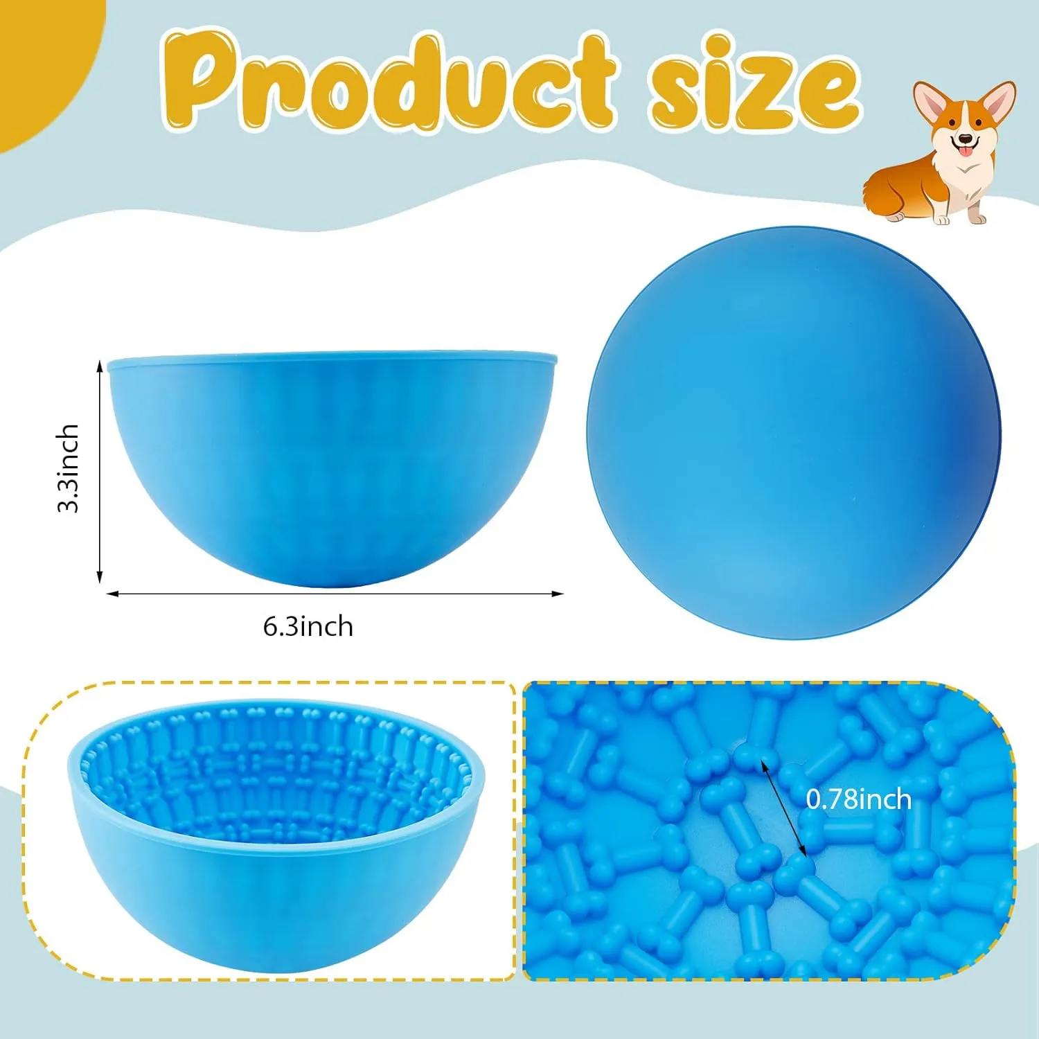 Patelai 2 Pcs Dog Enrichment Lick Bowls Silicone Freeze Bowls Interactive Cat Licking Mats Slow Feeders for Pet Oral Health Boredom Anxiety Relief, Wobble or Stay Put(Blue, Purple,Bone)