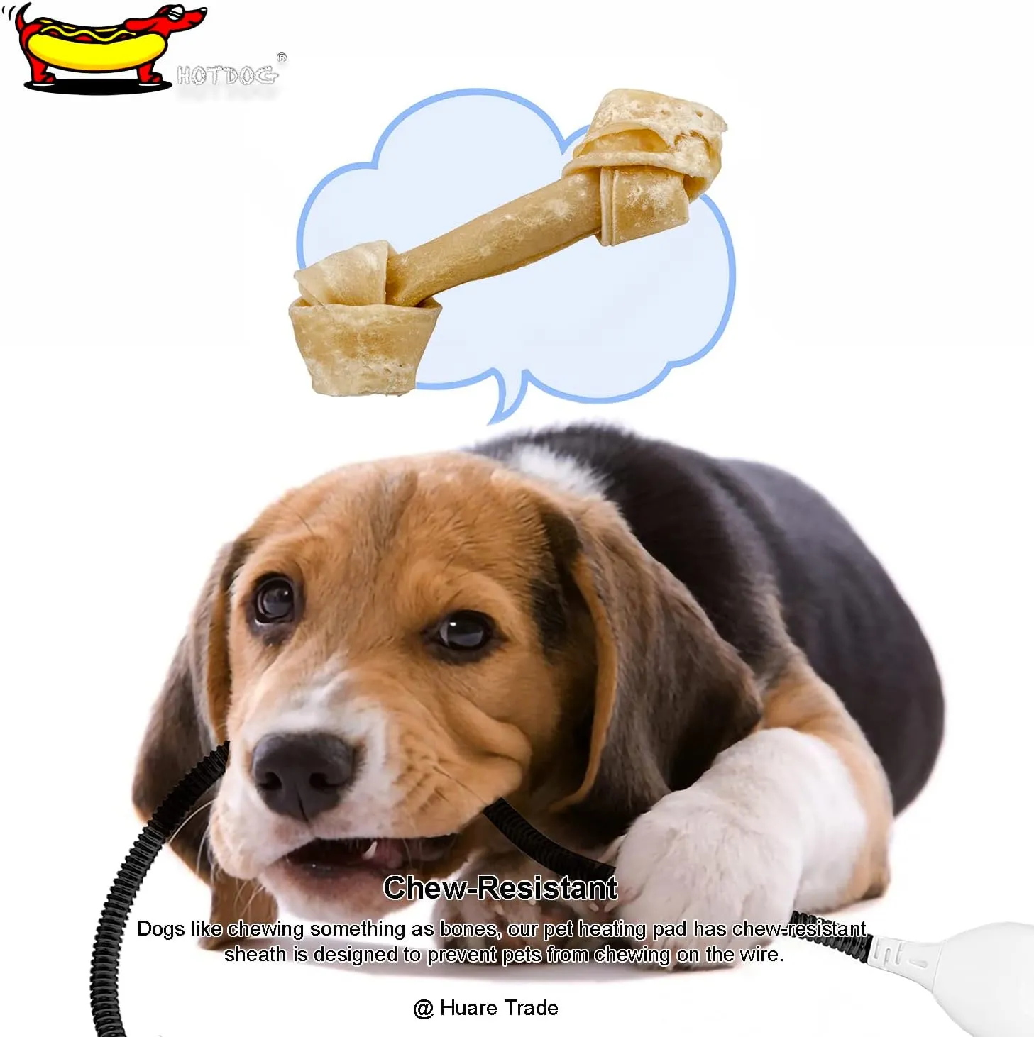 Pet Heating Pad, Adjustable Temperature Heated Dog Bed, Heated Cat Bed by HOT Dog,Waterproof Pet Heated Mat Indoor with Chew Resistant Cord, 17.7''X17.7'' Yellow Pet Heating Mat