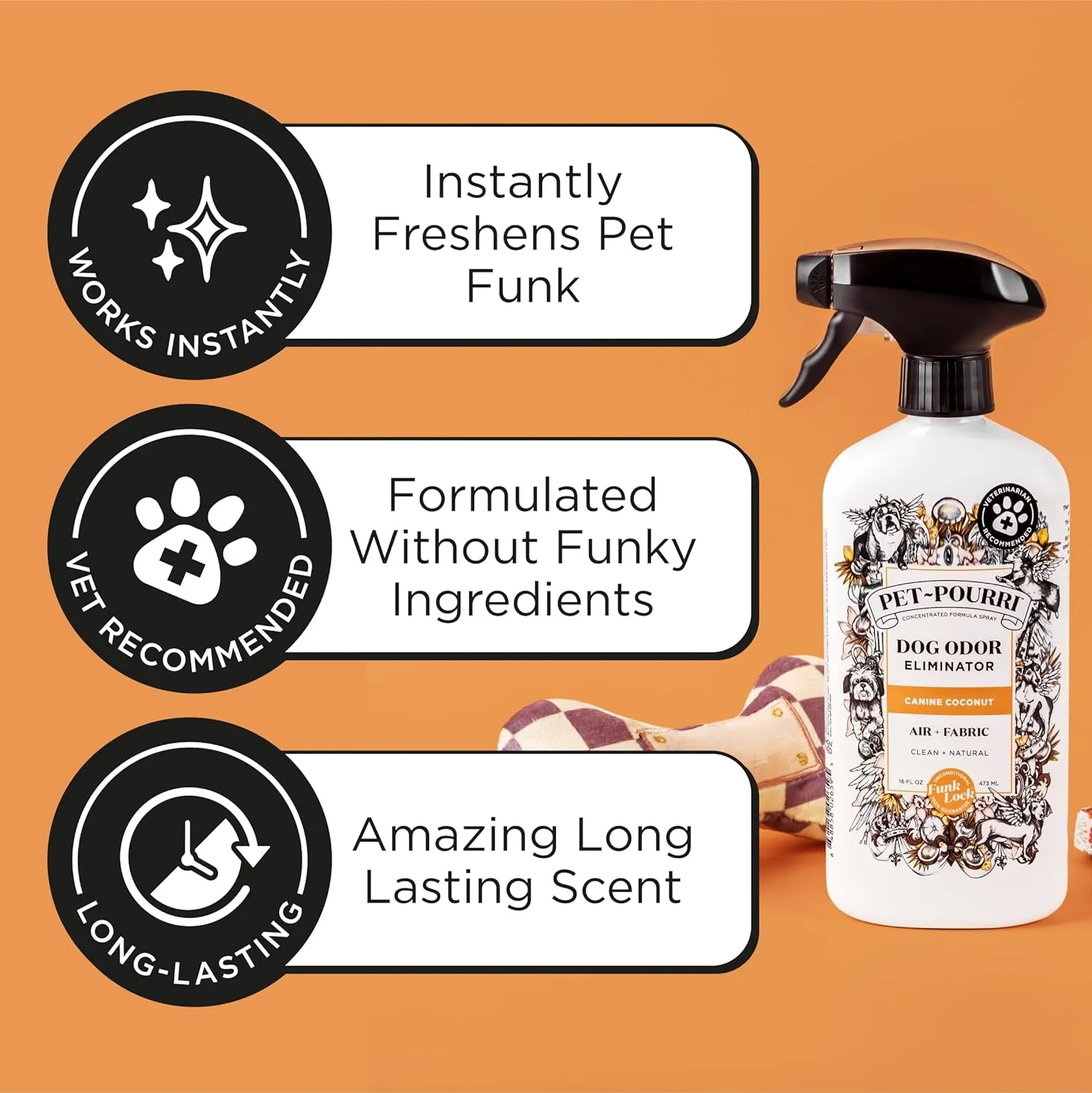 Pet-Pourri Pet Odor Air   Fabric Odor Eliminator Spray, Canine Coconut, 16 Fl Oz