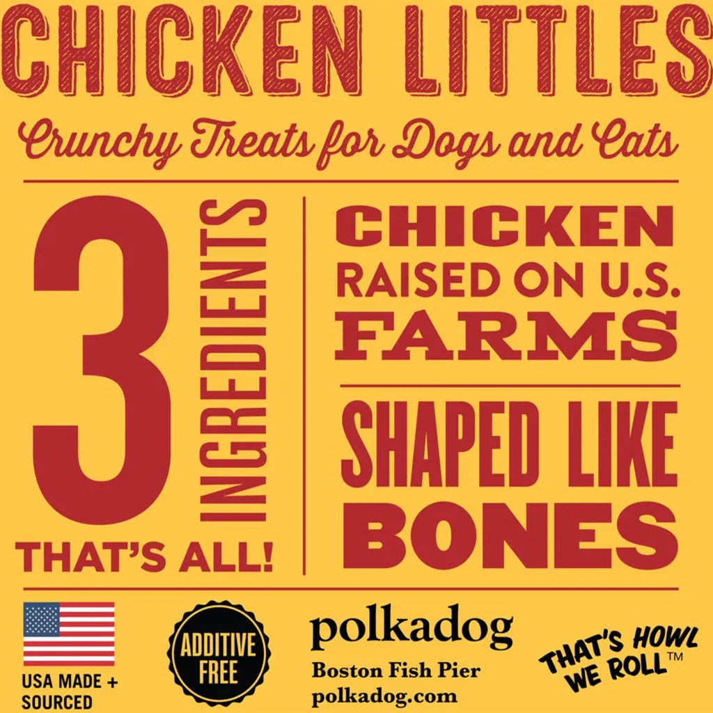 Polkadog Chicken Littles Crunchy Bits Bone Shaped for Dogs & Cats, 8-oz