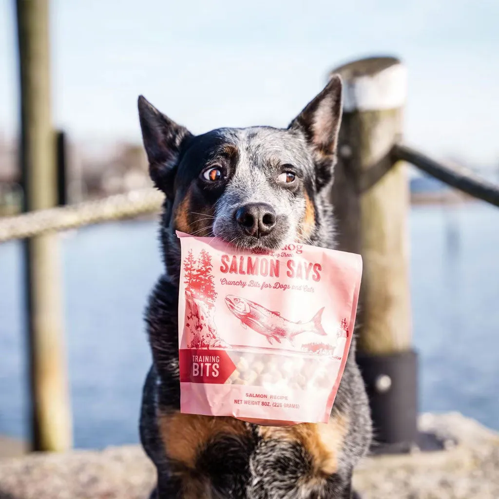 Polkadog Salmon Says Crunchy Training Bits Treats for Dogs & Cats, 8-oz