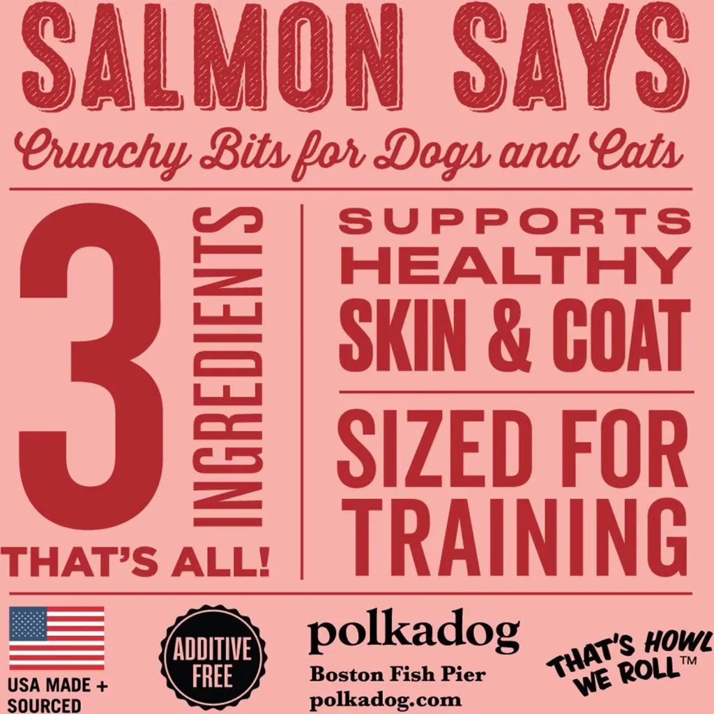 Polkadog Salmon Says Crunchy Training Bits Treats for Dogs & Cats, 8-oz