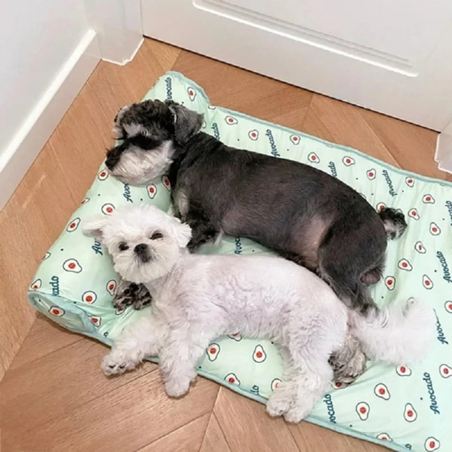RJDJ Cats/Dogs Cooling Bed, Ice Silk Cool Pillow Cushion, Pet Ice Pad Mat, Pet Cooling Ice Mat, Washable Breathable Summer Pet Ice Mat Sleeping Pad with Pillow (Blue, 60 * 40cm)
