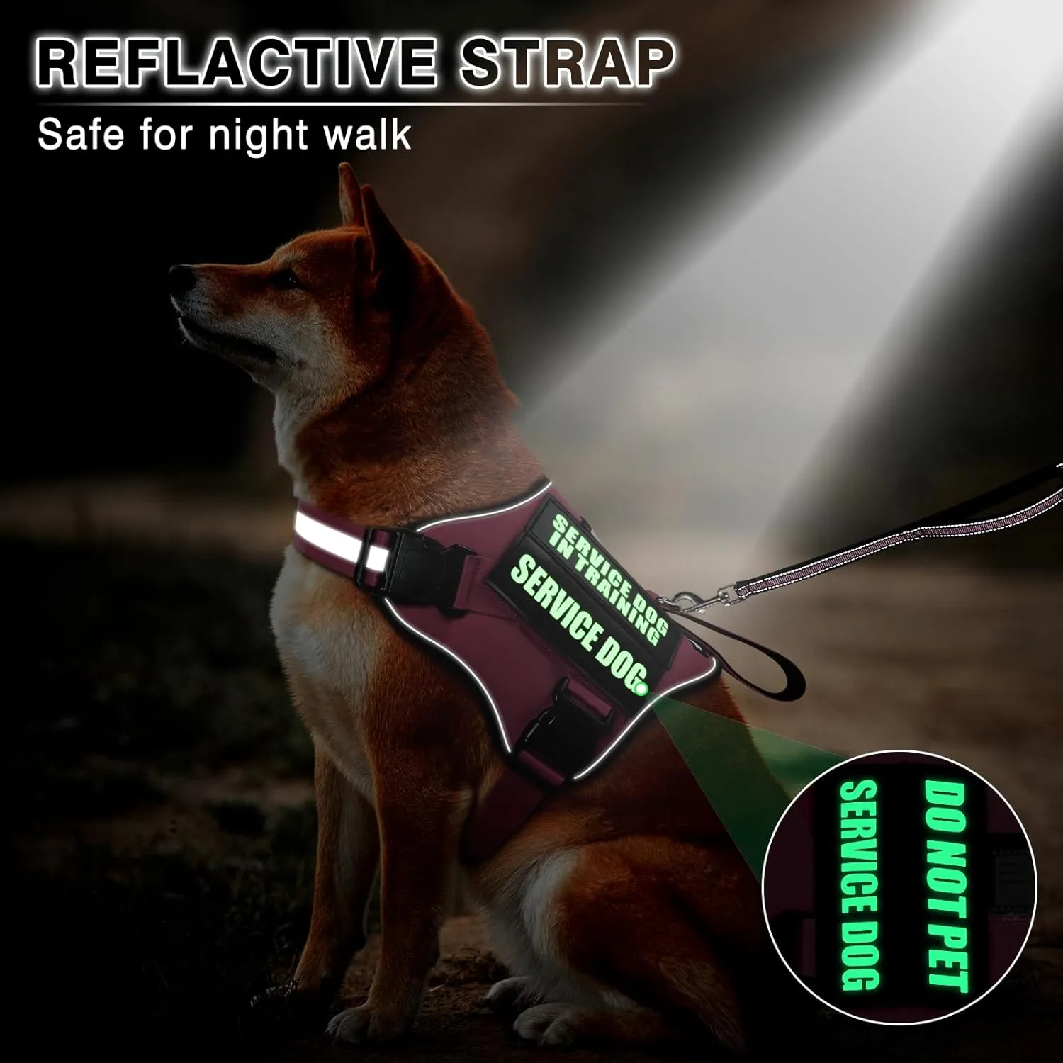 Service Dog Vest Harness and Leash Set 10 Patches,No Pull&Easy Walk Reflective Dog Harness with Soft Padded Handle for Training/Everyday,Fit Small/Medium/Large/Extra-Large Dogs(Pink S)