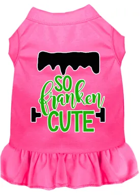 So Franken Cute Screen Print Dog Dress Bright Pink Sm