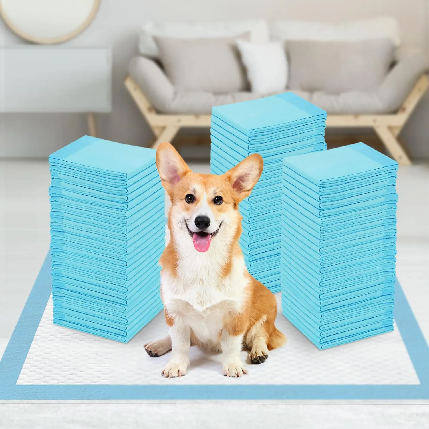 Sted Puppy Pads Dog Pee Pads 23"x23", Puppy Pee Pads for Dogs, 6 Layers Thicker Dog Pee Pads, Quickly Absorbs & Leak-Proof Dog Pads, Disposable Potty Pads for Dogs Cats, Doggie Pee Pads, 60Ct