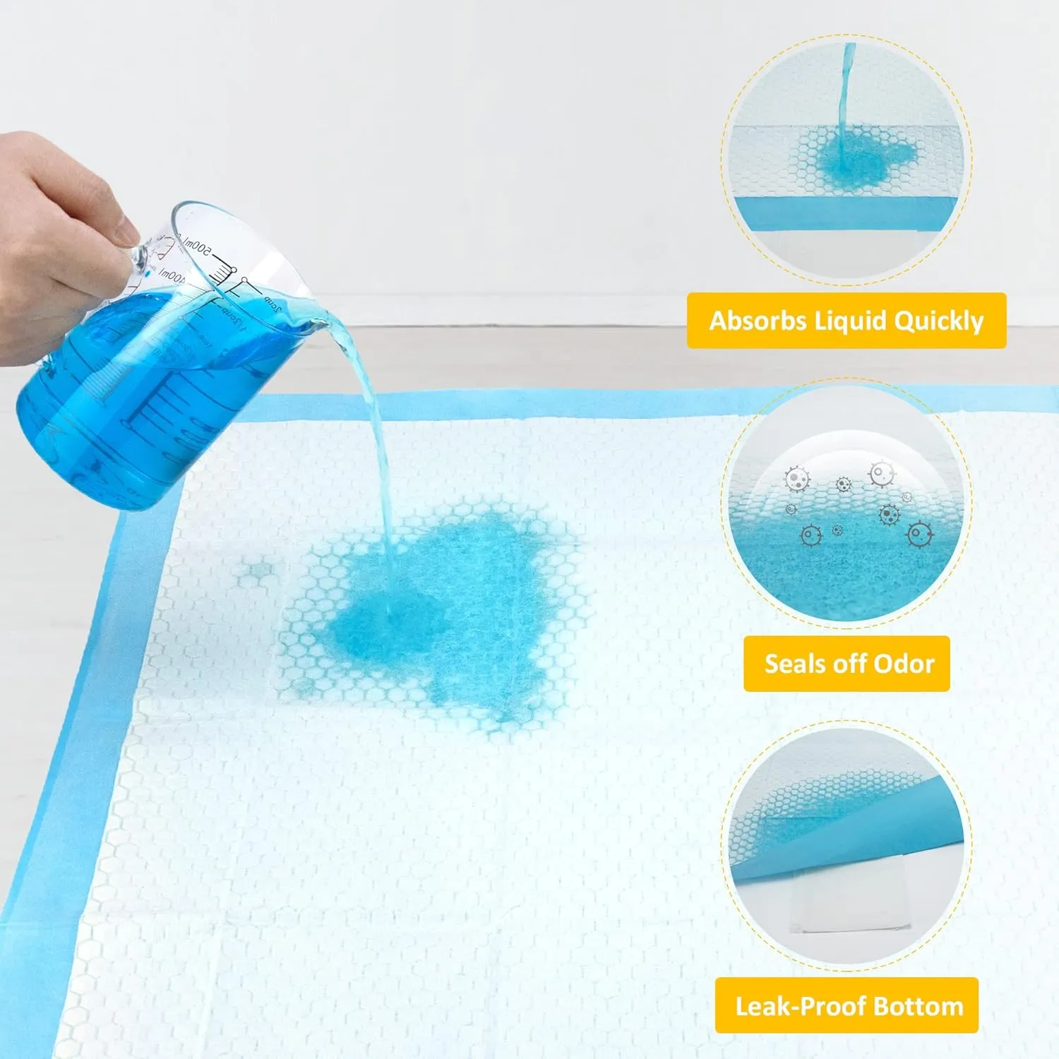 Sted Puppy Pads Dog Pee Pads 23"x23", Puppy Pee Pads for Dogs, 6 Layers Thicker Dog Pee Pads, Quickly Absorbs & Leak-Proof Dog Pads, Disposable Potty Pads for Dogs Cats, Doggie Pee Pads, 60Ct