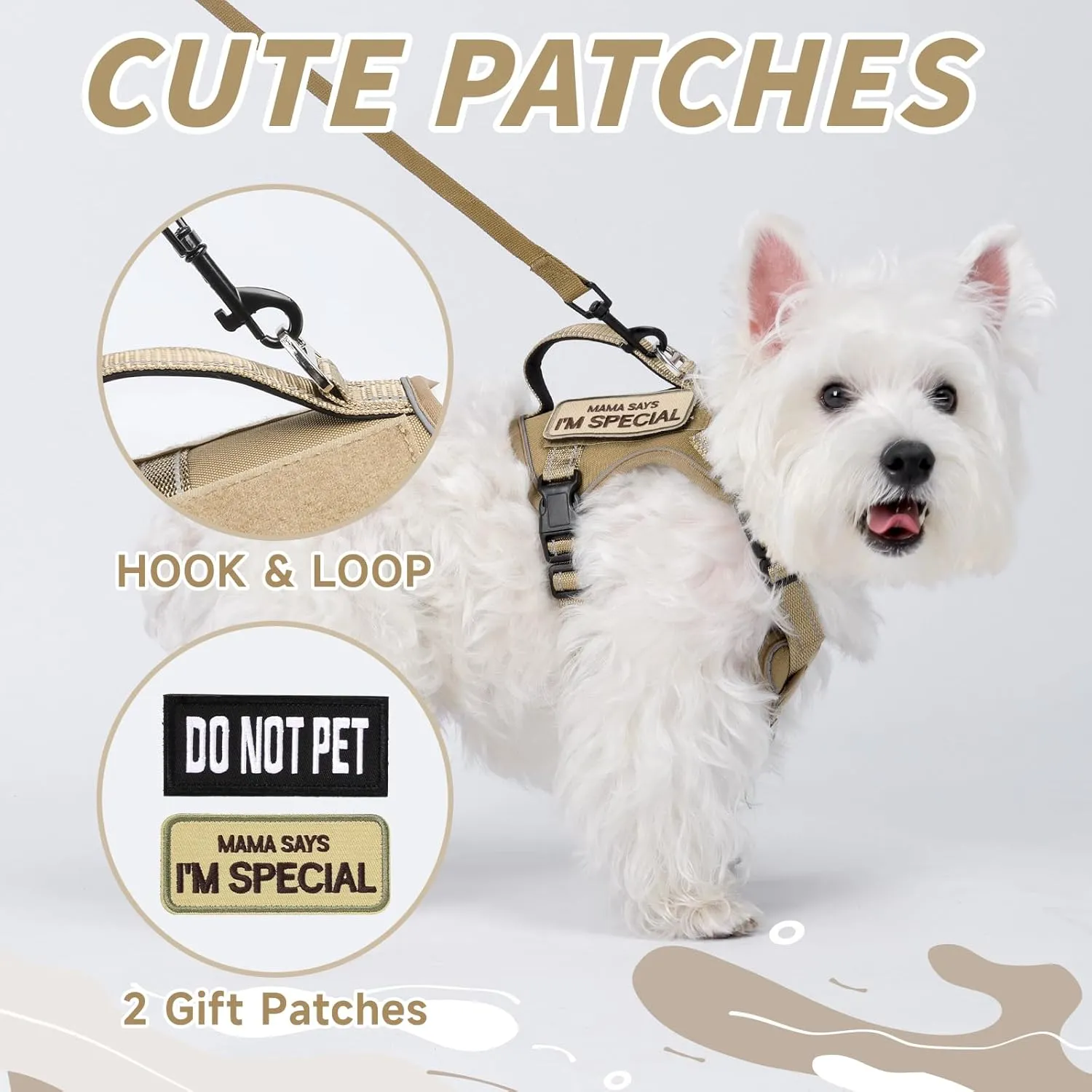 Tactical Dog Harness for Small Dog - Reflective Puppy Pet Vest No Pull Military Service Dog Vest with Vertical Handle XS Dog Harness for Outdoor Training