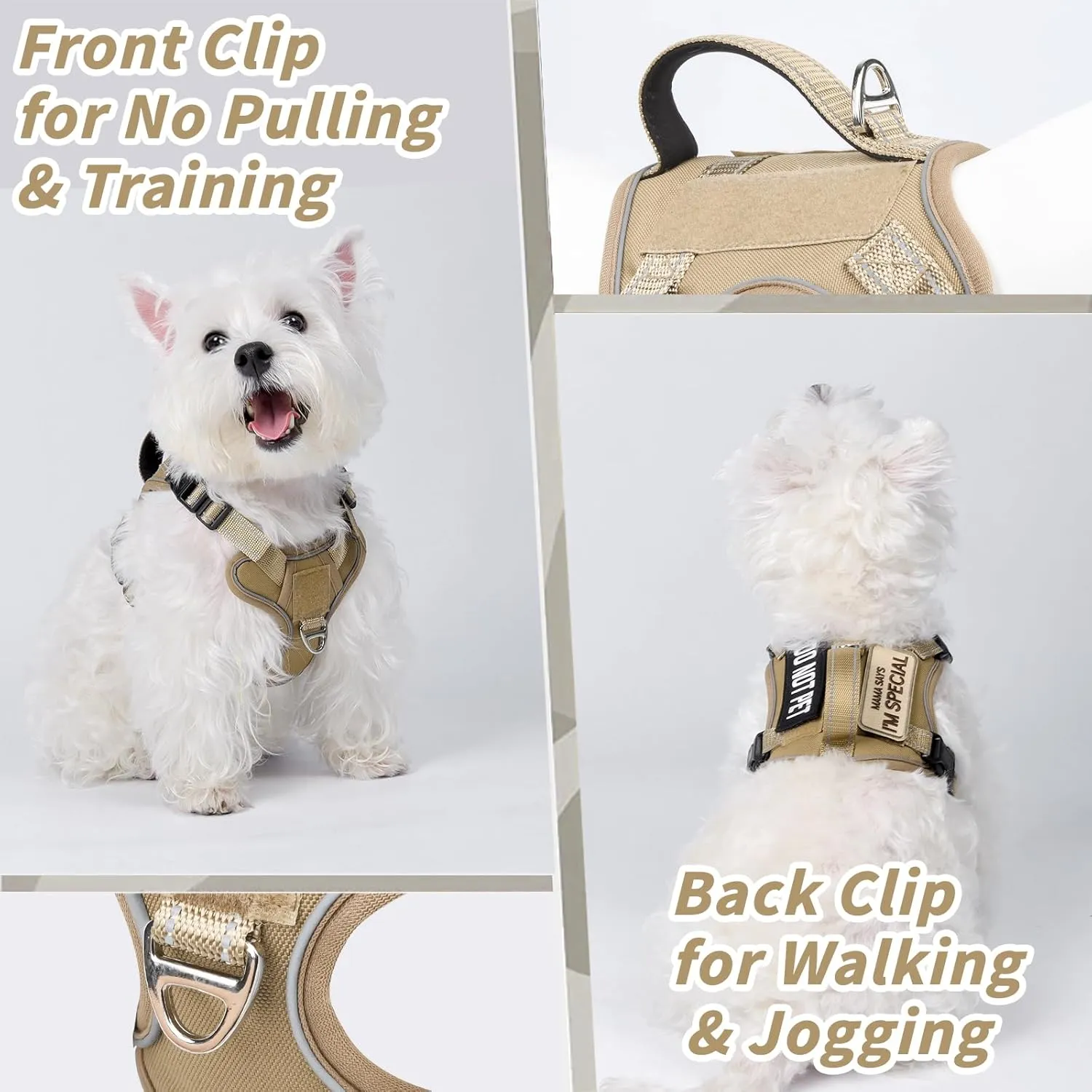 Tactical Dog Harness for Small Dog - Reflective Puppy Pet Vest No Pull Military Service Dog Vest with Vertical Handle XS Dog Harness for Outdoor Training