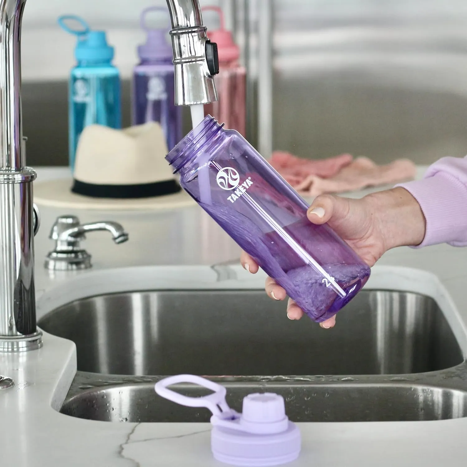 Takeya Tritan Sport Water Bottle with Spout Lid - BPA-Free & Dishwasher-Safe Water Bottle - Reusable Bottle with Lid Handle - Simple Leak-Proof Water Bottle - 24 oz, Vivacity Purple