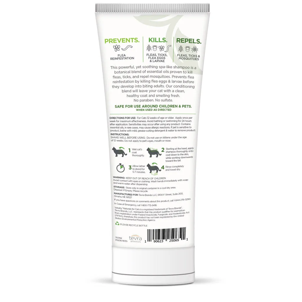TevraPet Vetality Naturals Flea & Tick Conditioning Shampoo for Cats, 8-oz