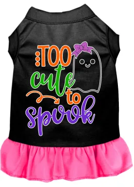 Too Cute To Spook-girly Ghost Screen Print Dog Dress Black With Bright Pink Xxxl