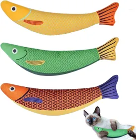 Toy Fish Cat - Cat Toys Saury, 3 Pack Catnip Plush Toys with Crinkle Sound | Pet Chew Toy for Teeth Cleaning, Exercise, Indoor Fun in Bedroom, Backyard, Living Room, or Study Area Teeth Cleaning