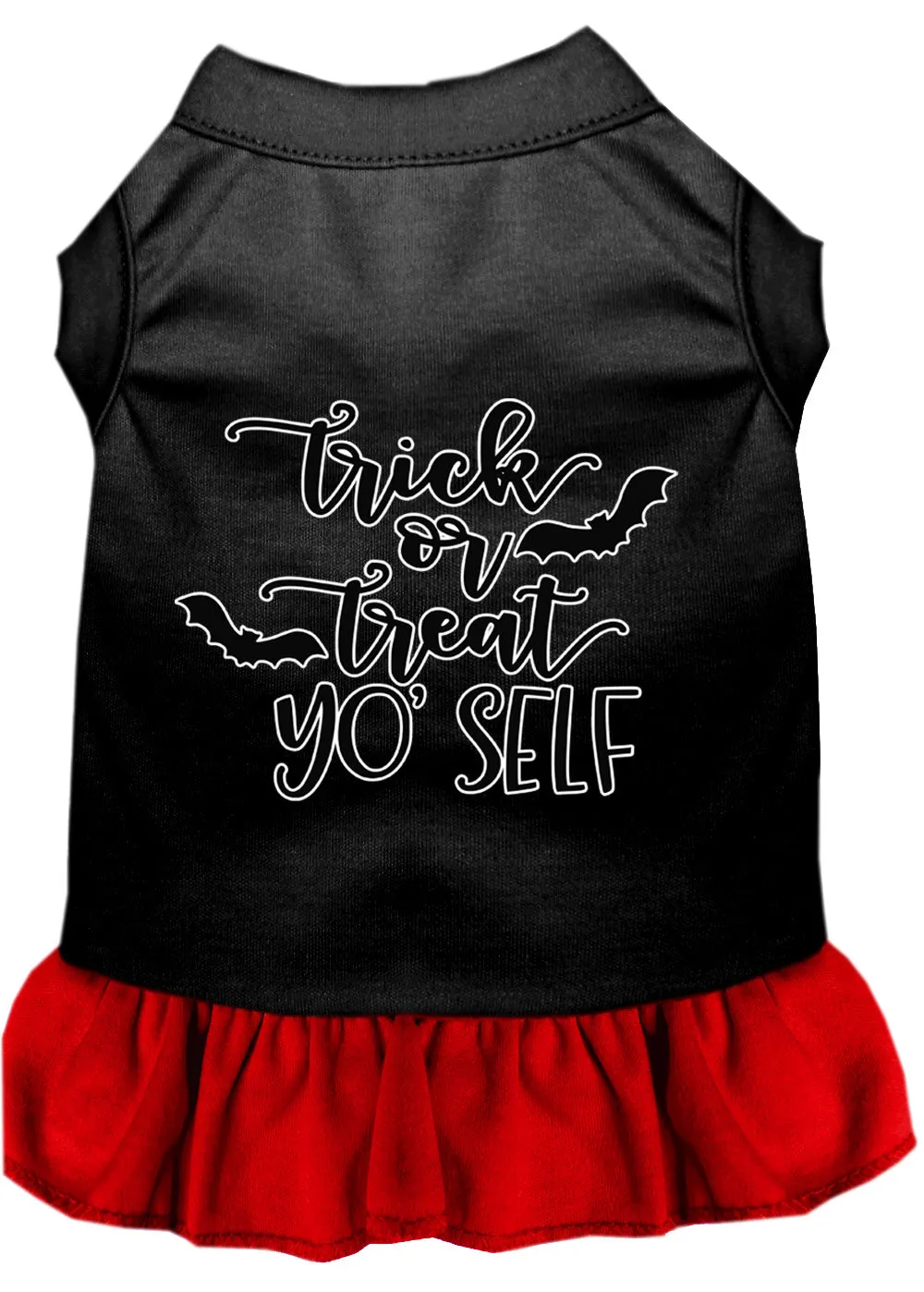 Trick Or Treat Yo' Self Screen Print Dog Dress Black With Red Xxl