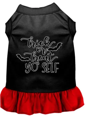 Trick Or Treat Yo' Self Screen Print Dog Dress Black With Red Xxl