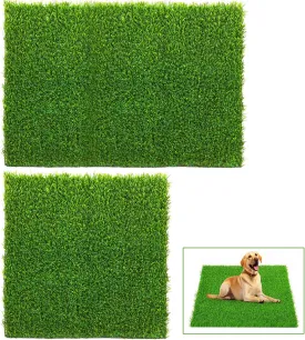 Washable Dog Potty Grass Mat 2 Pack Artificial Turf with Drainage Holes Indoor/Outdoor Puppy & Rabbit Cage Training Pad