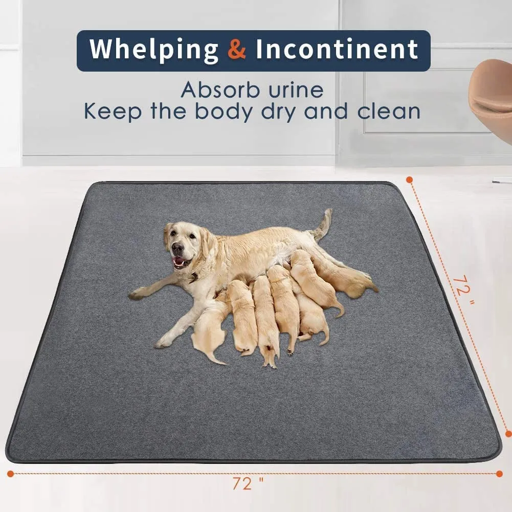 Washable Pee Pads for Dogs 65"X45"/72"X72" Extra Large Reusable Pee Pads Waterproof Pet Mat