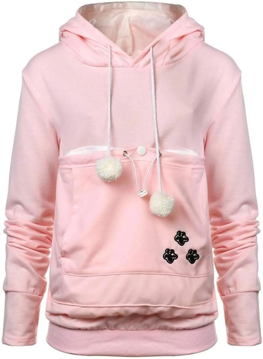 YYW Womens Pet Hoodies Pullover Sweatshirt Oversized Cat Hoodies Pet Holder Cat Dog Pouch Carriers (Pink,Large)