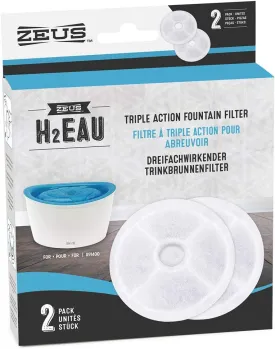 ZEUS H2EAU Replacement Water Fountain Filter, 2-Pack  Replacement Filter for The H2EAU Elevated Dog and Cat Drinking Water Fountain